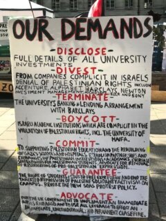 SOAS Student encampment demands at DSA2024